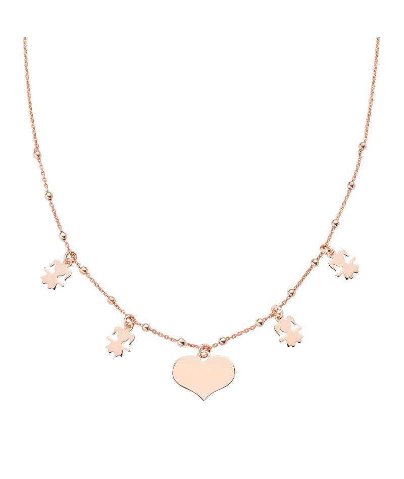 Amen - Collana Cuore e Bambine rosé CLCUBIFER