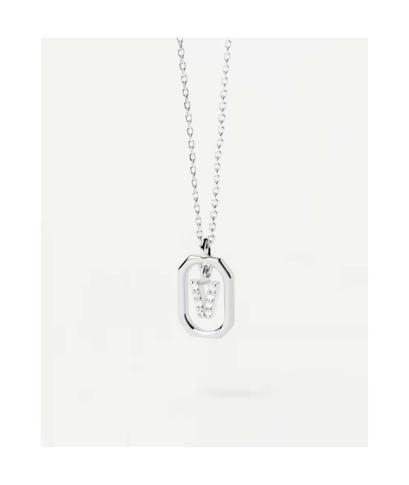 PDPaola - Collana lettera mini Silver V