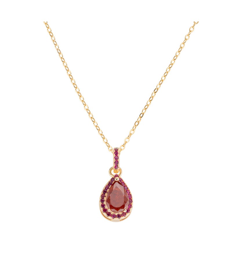 Amen - Collana dorata Goccia Creek Stone e Zirconi Rubino...