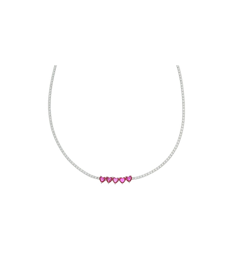 Amen - Collana Tennis cinque Cuori Ribino CLT5CUBRBZ