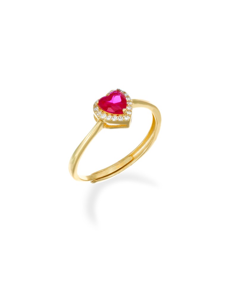 Amen - Anello Diamonds Dorato Cuore Rubino RTICSGRZ-3