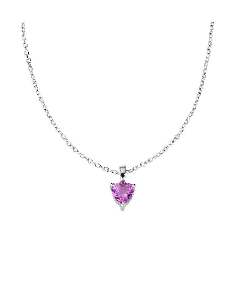 Amen - Collana Solitario Cuore Fucsia CLSHBFZ6