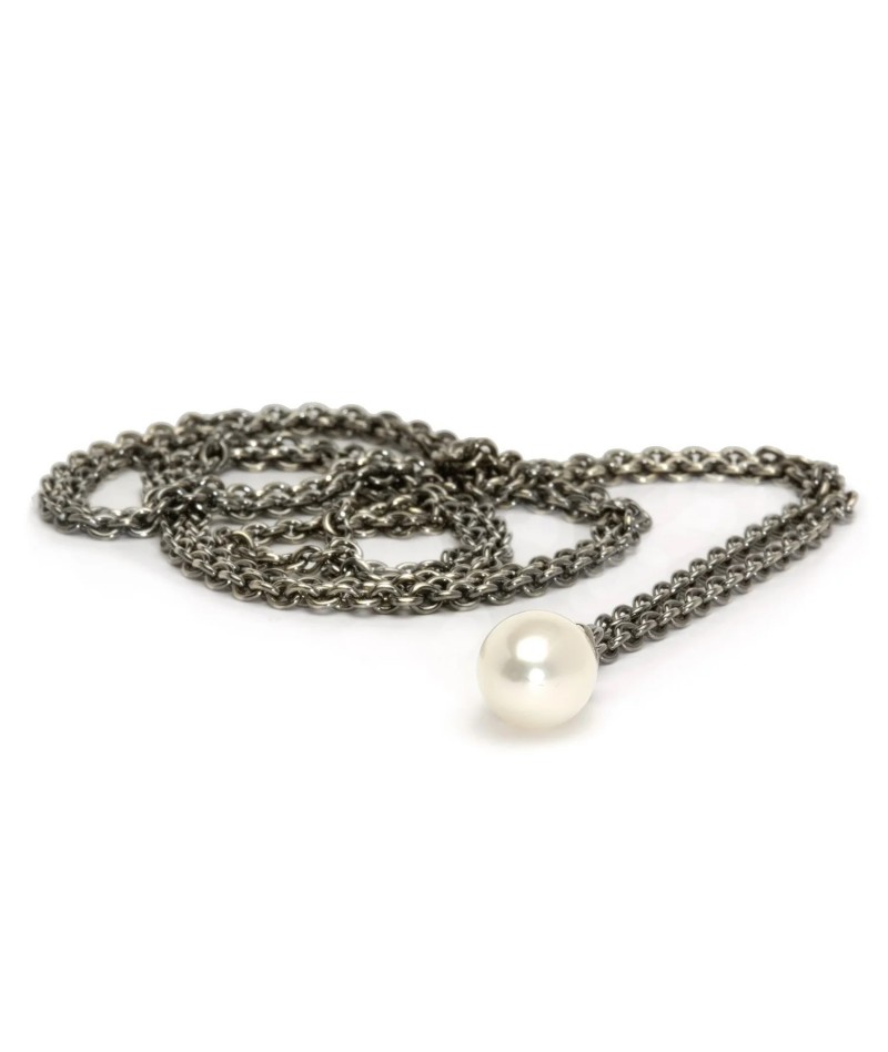 Trollbeads - Collana d'Argento con Perla Bianca 100 cm...