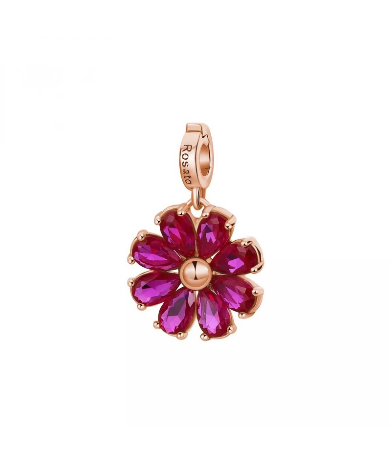 Rosato - Charm Fiore con zirconi rubino RZLE067