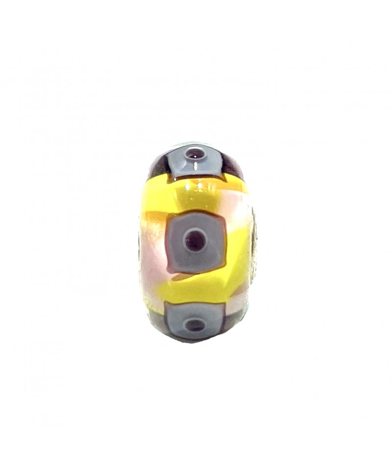 Trollbeads - Beads Unico Giallo e Rosa con quadrati