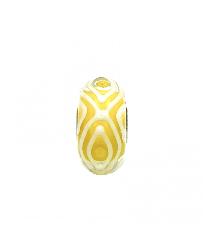 Trollbeads - Beads Unico Giallo con strisce bianche