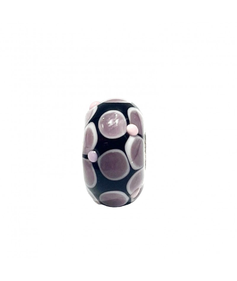 Trollbeads - Beads Unico Viola con Fiori Rosa