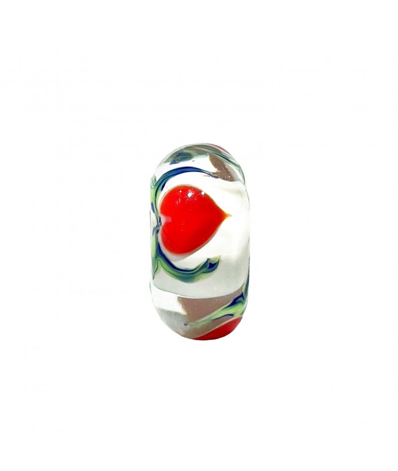 Trollbeads - Beads Unico Bianco con Cuore rosso