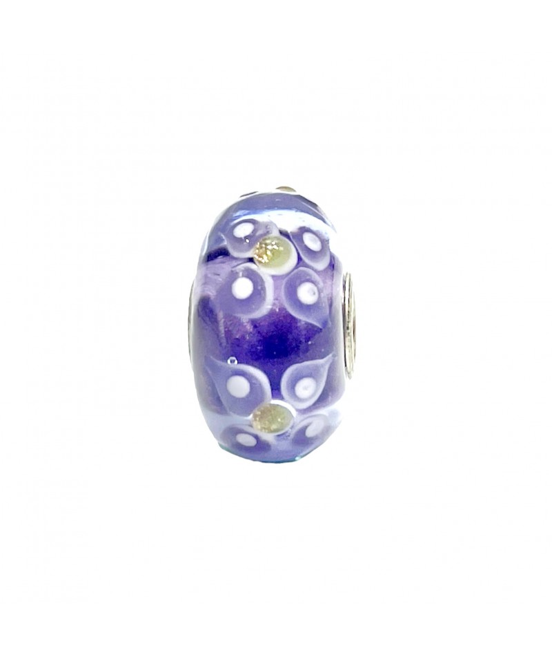 Trollbeads - Beads Unico Viola e Oro con Fiori