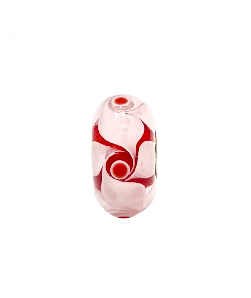 Trollbeads - Beads Unico Rosso con Fiori Rosa
