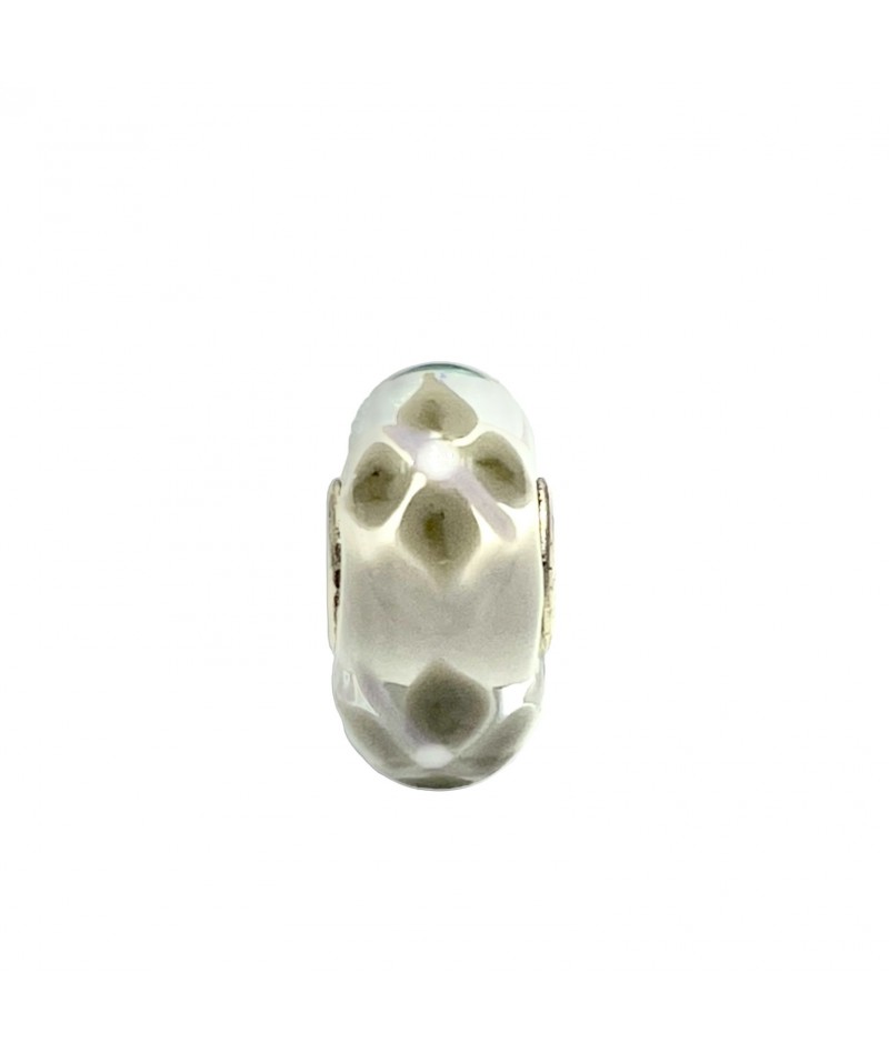 Trollbeads - Beads Unico Bianco con fiori
