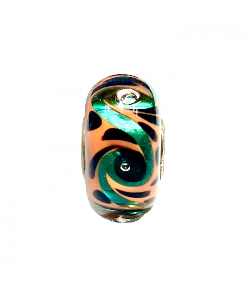 Trollbeads - Beads Unico Verde, arancione e nero