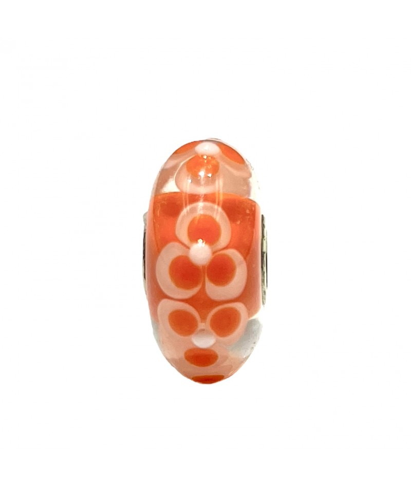 Trollbeads - Beads Unico Arancione con fiori