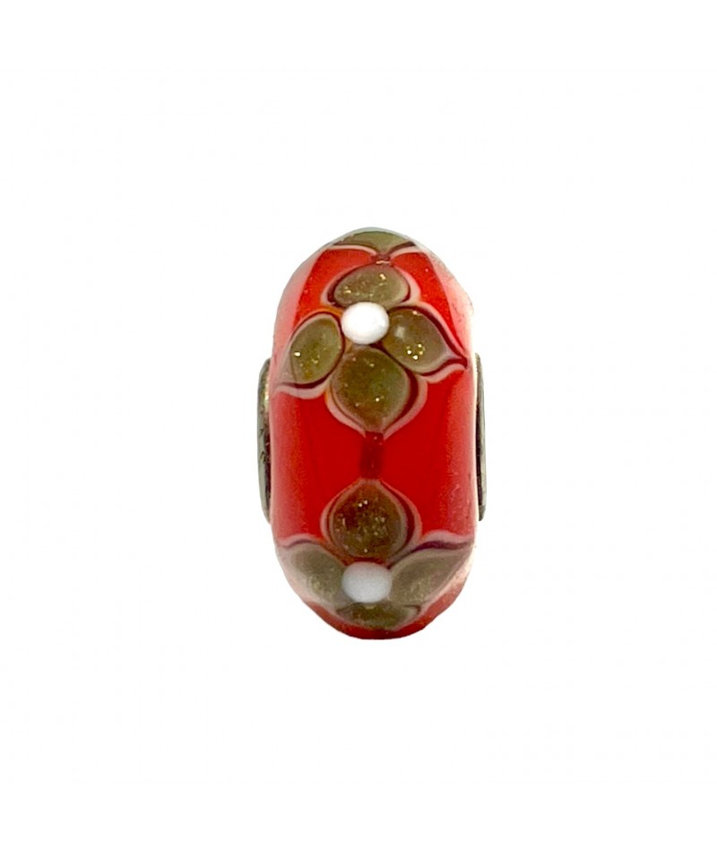 Trollbeads - Beads Unico Arancione con Fiori Oro