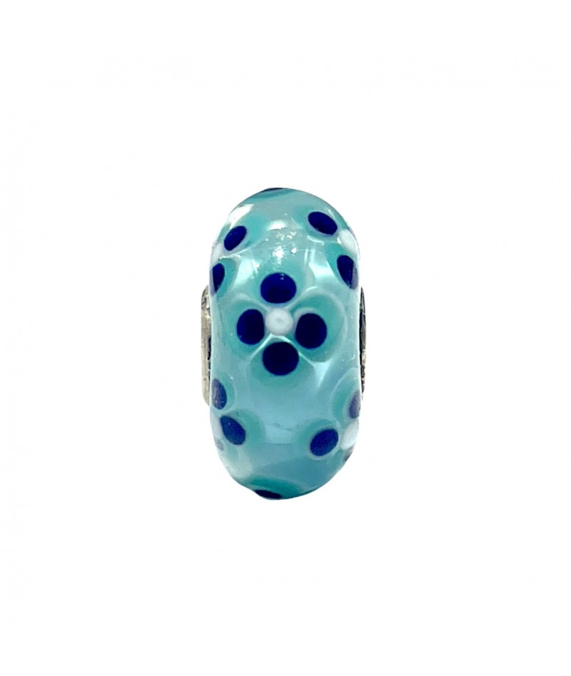 Trollbeads - Beads Unico Azzurro con Fiori Blu
