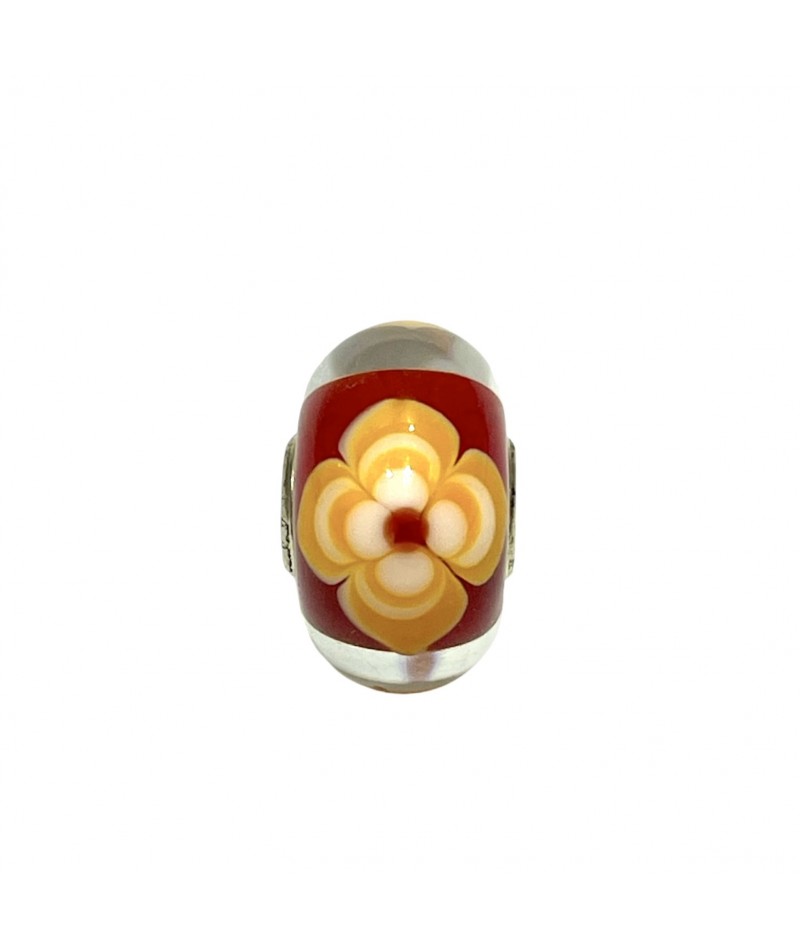 Trollbeads - Beads Unico Triangolare con Fiori arancioni...