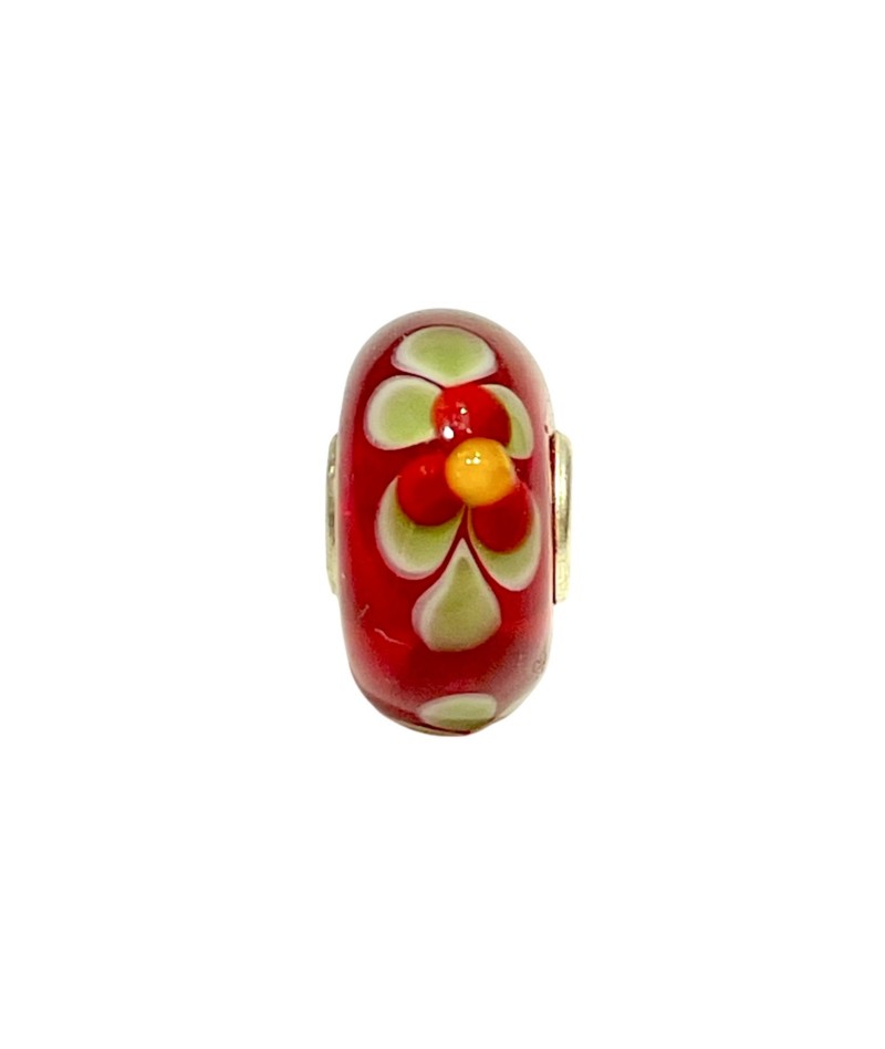 Trollbeads - Beads Unico Rosso con Fiori