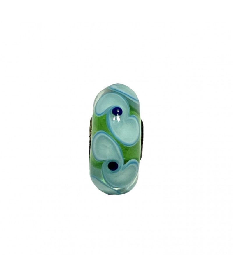 Trollbeads - Beads Unico Verde con Fiori azzurri
