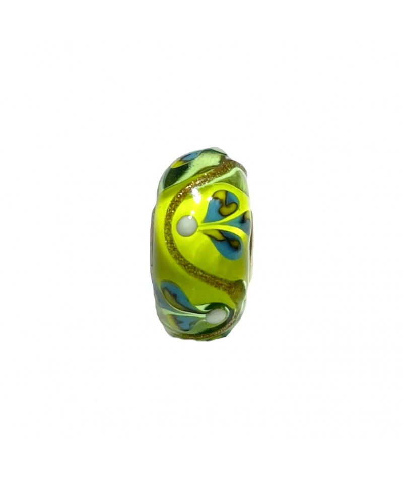 Trollbeads - Beads Unico Giallo con fiori blu
