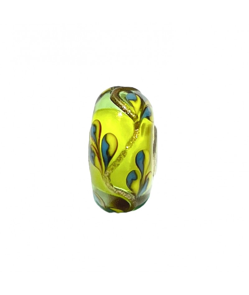 Trollbeads - Beads Unico Giallo con decorazioni blu