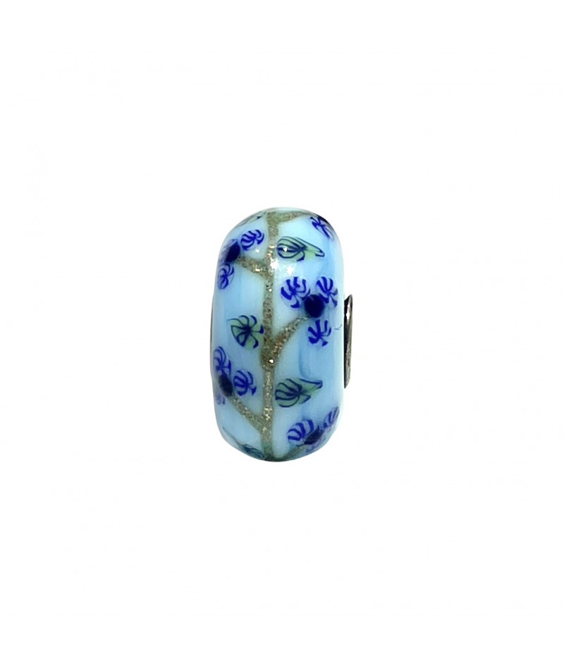 Trollbeads - Beads Unico Azzurro con fiori blu