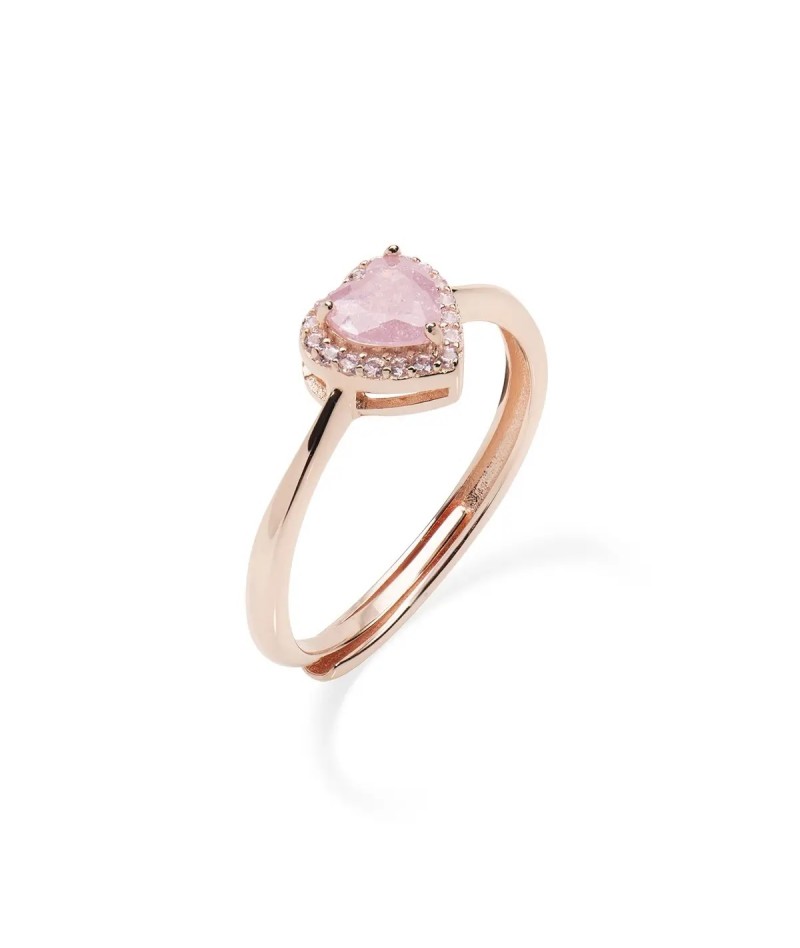 Amen - Anello rosè con cuore in creek stone rosa RCRHRRO3