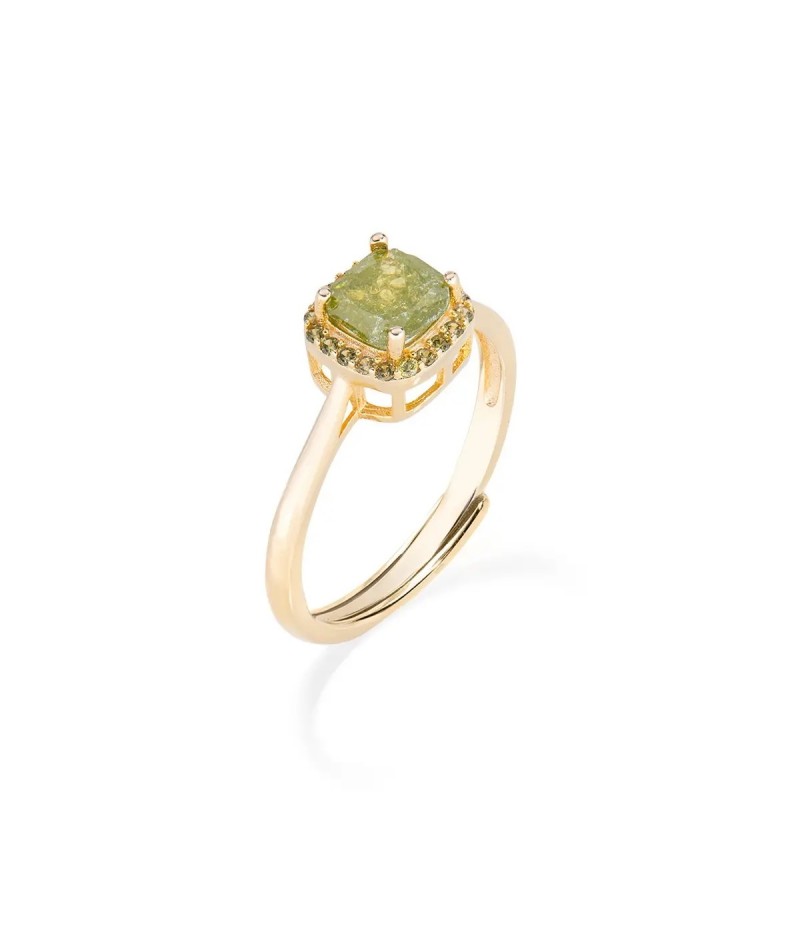 Amen - Anello Dorato Creek Stone e Zirconi Verdi RCRQGVVZ2