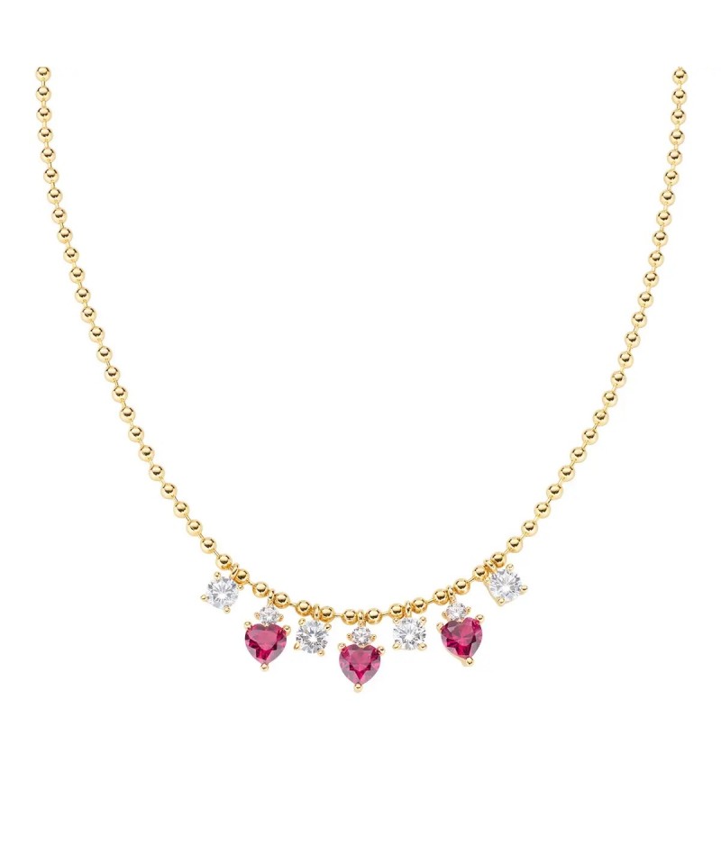 Amen - Collana Chandelier Princess Dorata Cuori Rubino...