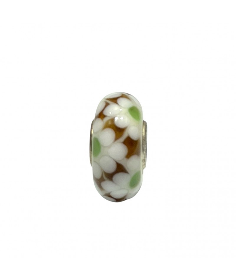 Trollbeads - Beads Unico Margherite bianche e marroni