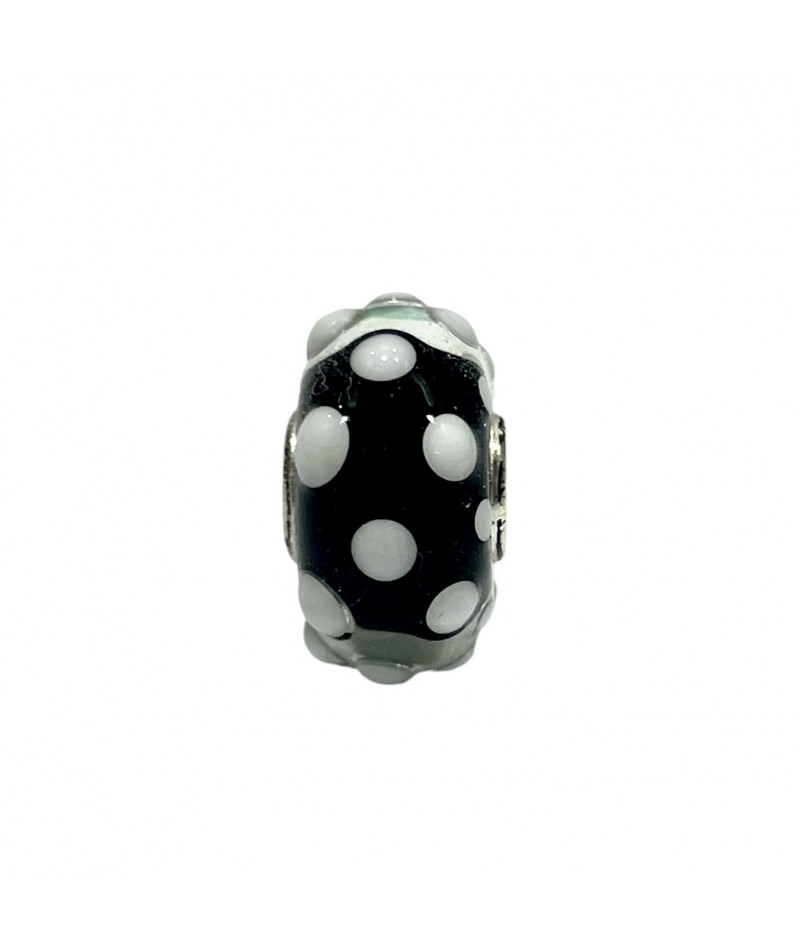 Trollbeads - Beads Unico Nero con pois bianchi