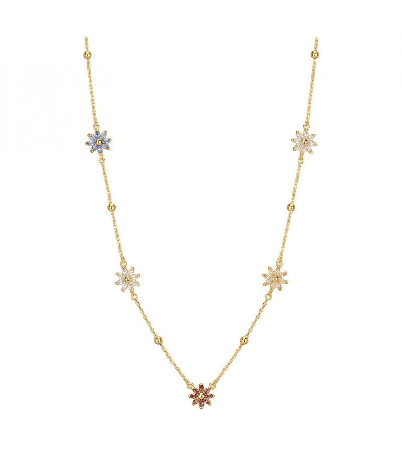 Rosato - Collana Gaia dorata con fiori colorati RZGA66