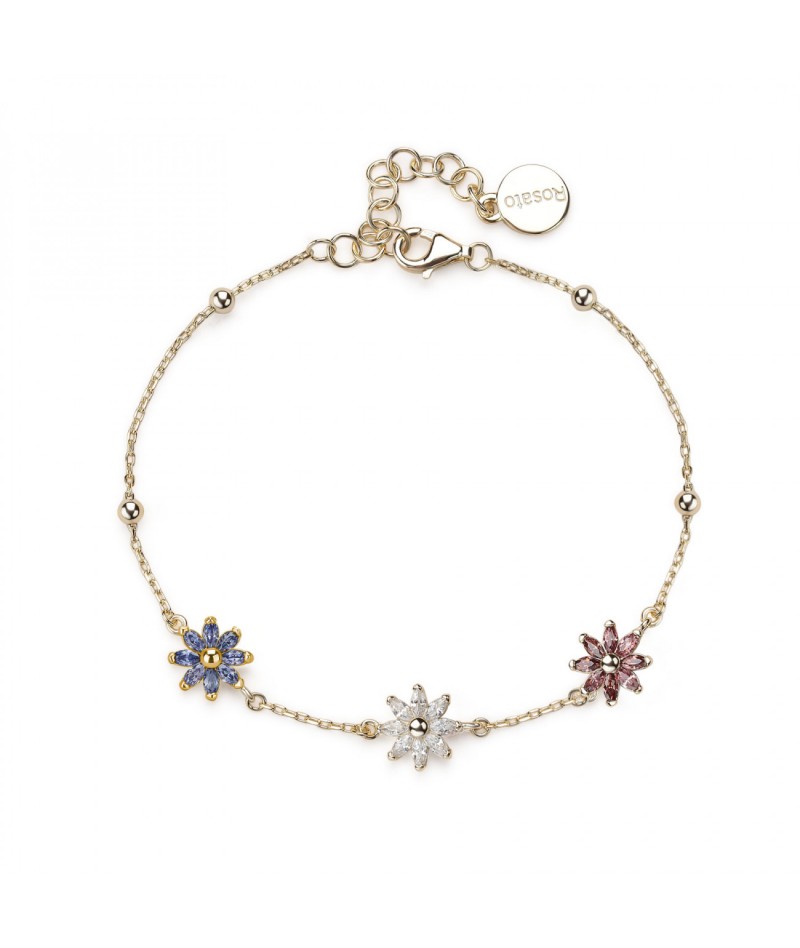 Rosato - Bracciale Gaia dorato con fiori colorati RZGA68
