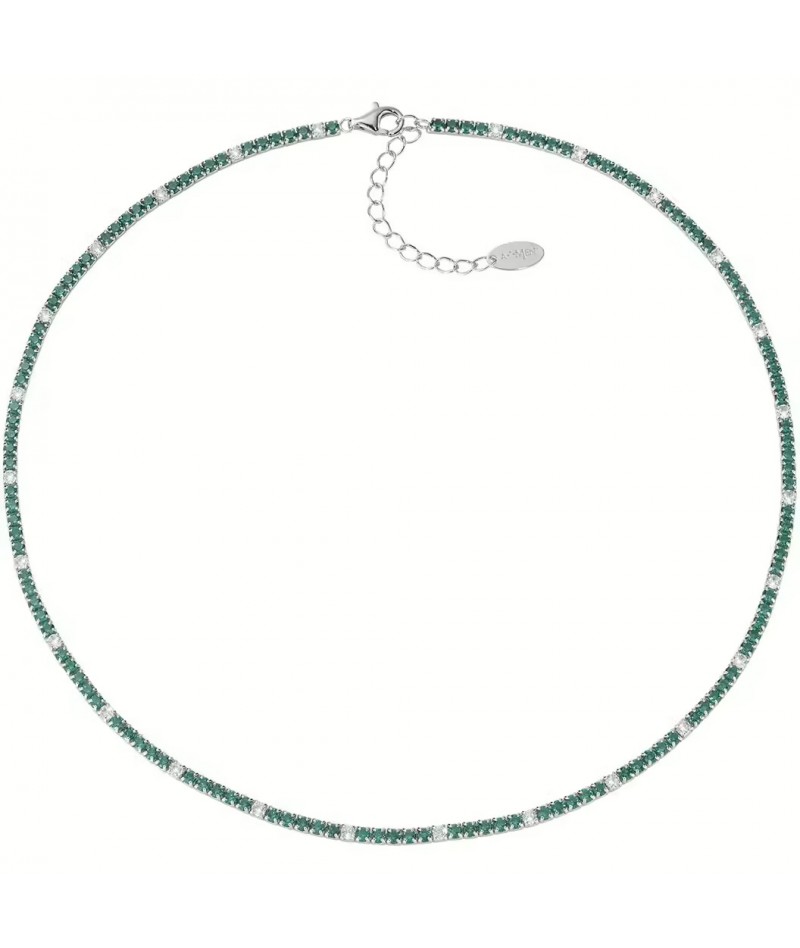 Amen - Collana Tennis zirconi verdi e bianchi CLT2BVEB