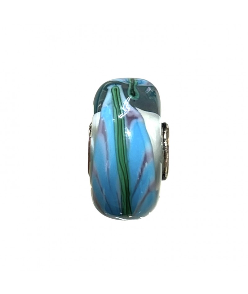 Trollbeads - Beads Unico Bianco con foglia azzurra