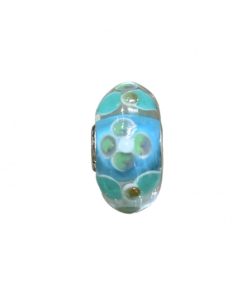 Trollbeads - Beads Unico Azzurro con fiori