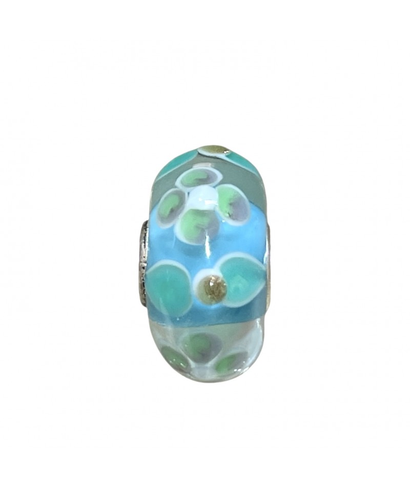 Trollbeads - Beads Unico Azzurro con fiori