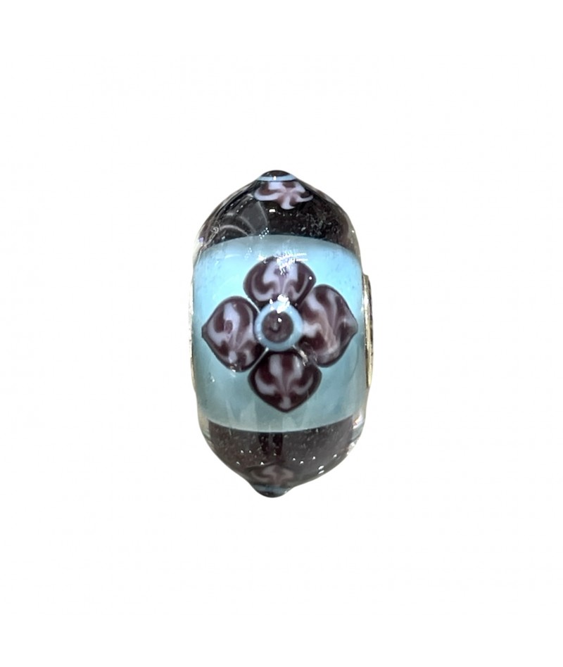 Trollbeads - Beads Unico Azzurro con fiori viola