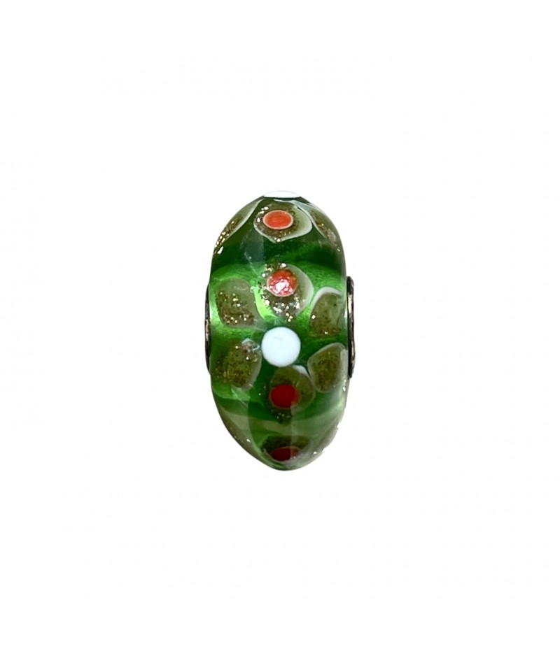Trollbeads - Beads Unico Verde con fiori oro