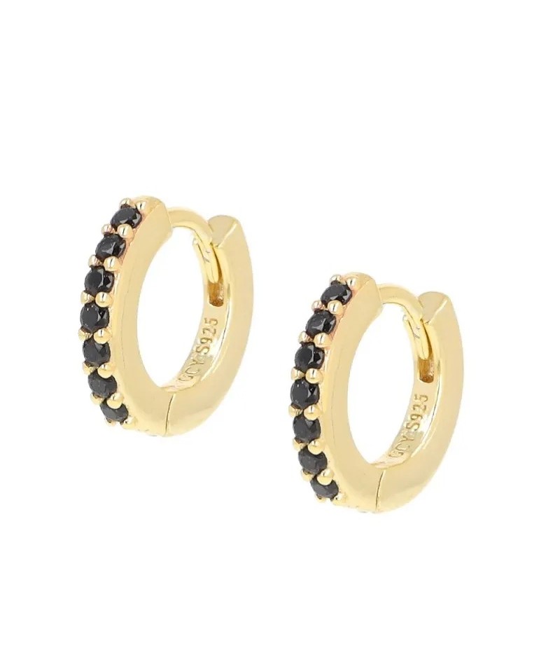 Amen - Orecchini dorati con zirconi neri ET1GN