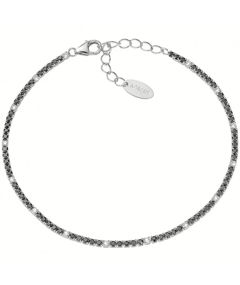 Amen - Bracciale Tennis zirconi neri e bianchi BT1BNB17