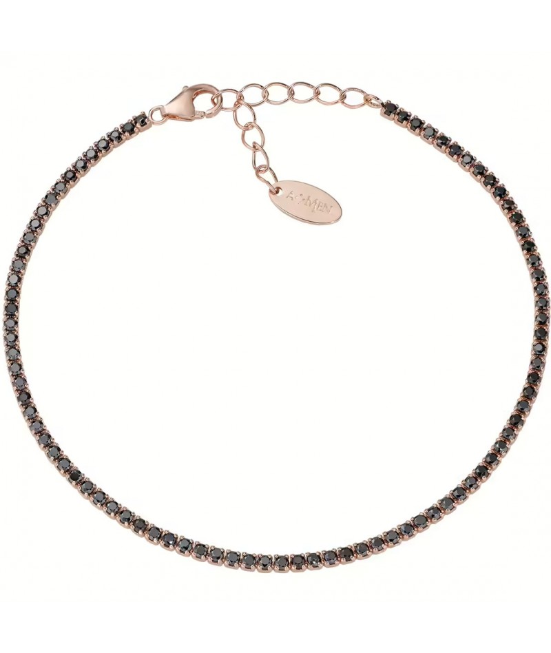 Amen - Bracciale Tennis rosè zirconi neri BT1RN17