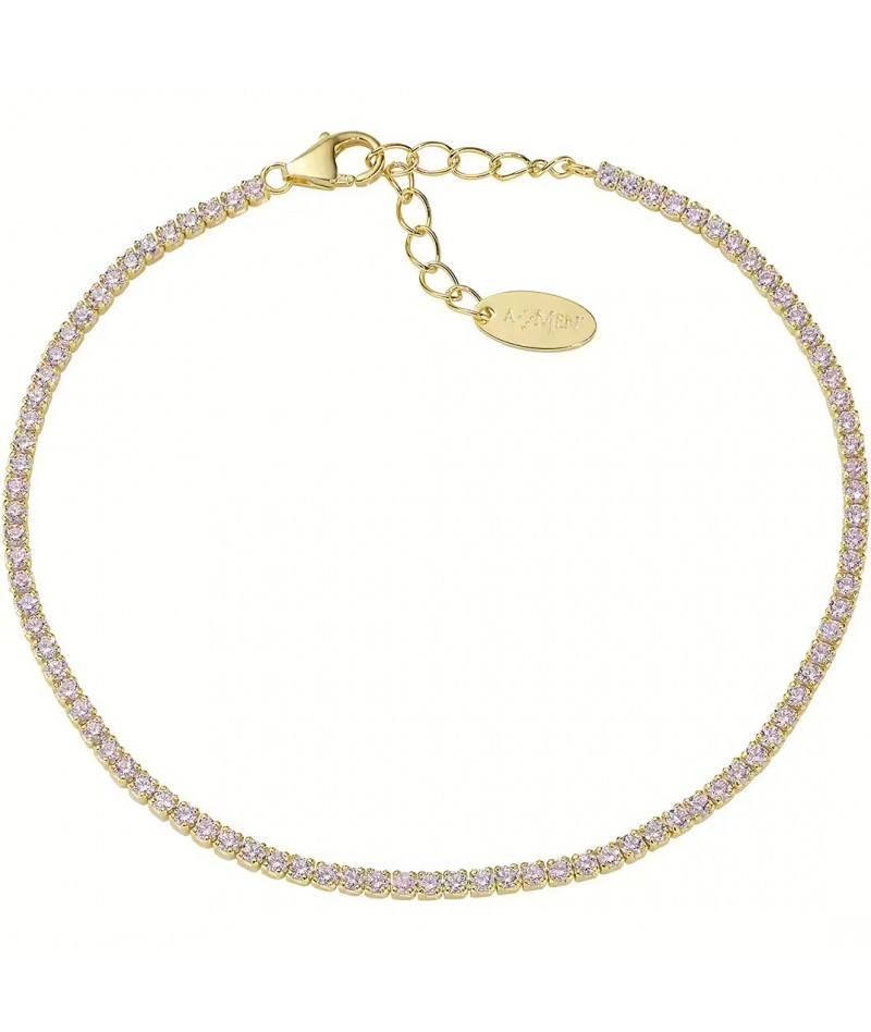 Amen - Bracciale Tennis dorato zirconi bianchi BT1GRO17
