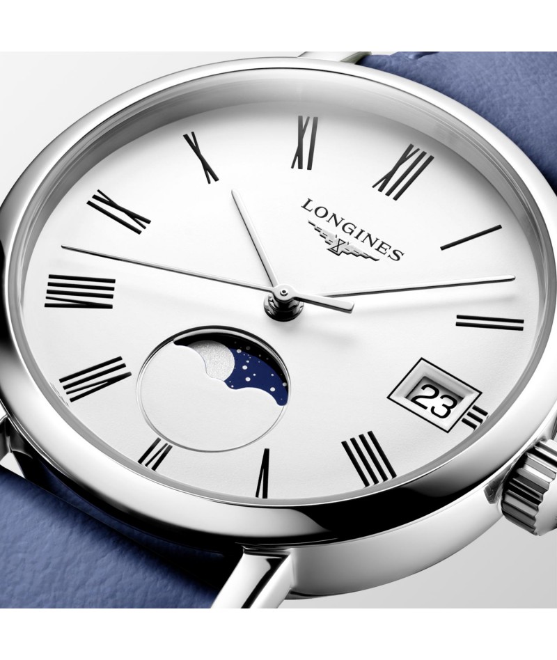 Longines - Elegant Collection Moonphase Pelle Blu 30mm...
